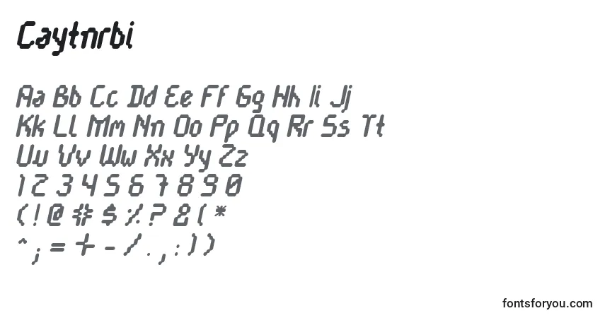 Schriftart Caytnrbi – Alphabet, Zahlen, spezielle Symbole