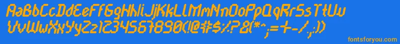 フォントCaytnrbi – オレンジ色の文字が青い背景にあります。