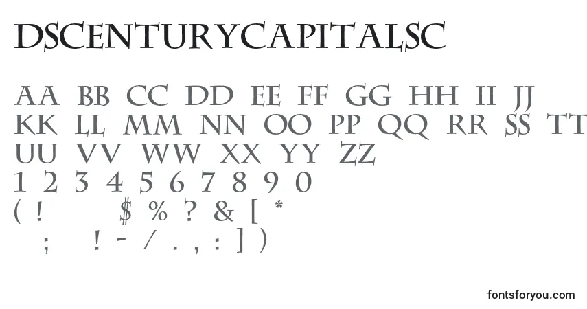 Шрифт Dscenturycapitalsc – алфавит, цифры, специальные символы