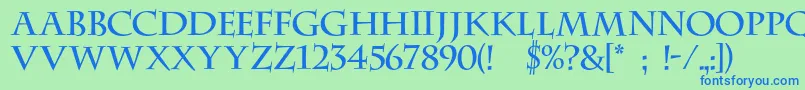Dscenturycapitalsc-Schriftart – Blaue Schriften auf grünem Hintergrund