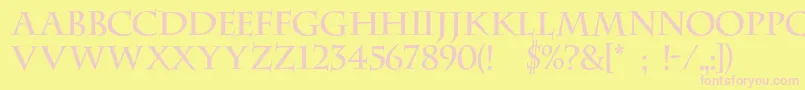 Dscenturycapitalsc Font – Pink Fonts on Yellow Background
