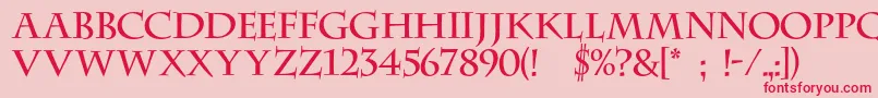フォントDscenturycapitalsc – ピンクの背景に赤い文字