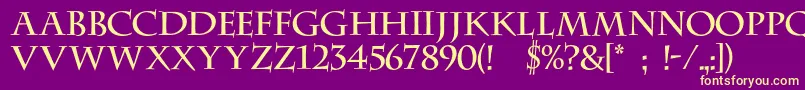 Dscenturycapitalsc Font – Yellow Fonts on Purple Background