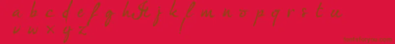 ImFashionistaDemoVersion-Schriftart – Braune Schriften auf rotem Hintergrund