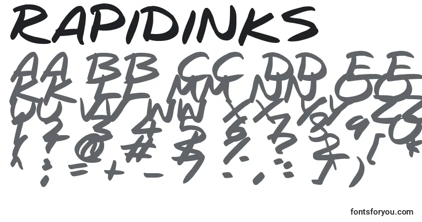 A fonte RapidInks – alfabeto, números, caracteres especiais