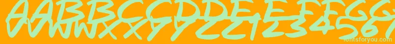 RapidInks-Schriftart – Grüne Schriften auf orangefarbenem Hintergrund