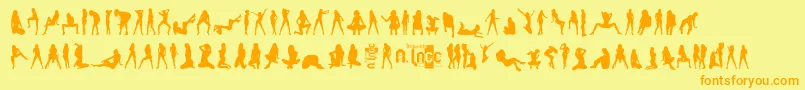 フォントSexySpanishErasmusGirlsV.2.0 – オレンジの文字が黄色の背景にあります。