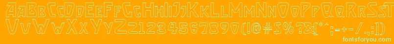BrassettOutline-Schriftart – Grüne Schriften auf orangefarbenem Hintergrund