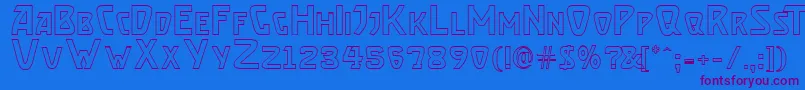 BrassettOutline-Schriftart – Violette Schriften auf blauem Hintergrund