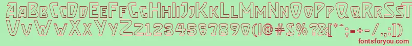 BrassettOutline-Schriftart – Rote Schriften auf grünem Hintergrund
