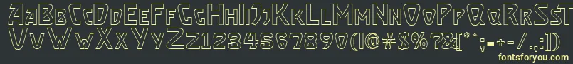 フォントBrassettOutline – 黒い背景に黄色の文字