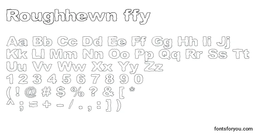 Schriftart Roughhewn ffy – Alphabet, Zahlen, spezielle Symbole