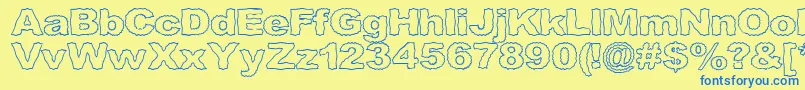 Roughhewn ffy Font – Blue Fonts on Yellow Background