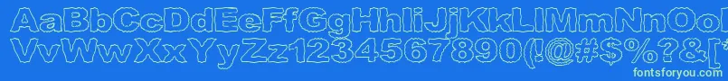 Roughhewn ffy Font – Green Fonts on Blue Background