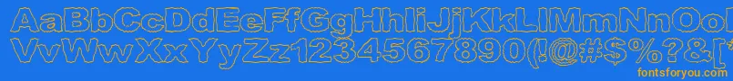 Roughhewn ffy Font – Orange Fonts on Blue Background