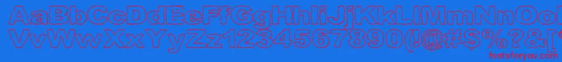 Czcionka Roughhewn ffy – czerwone czcionki na niebieskim tle