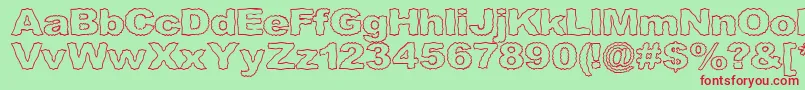 Roughhewn ffy Font – Red Fonts on Green Background