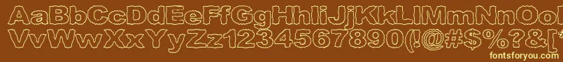Czcionka Roughhewn ffy – żółte czcionki na brązowym tle