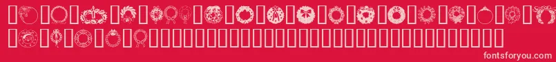 Christmaswreath2 Font – Pink Fonts on Red Background