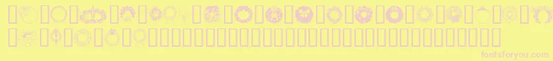 Christmaswreath2 Font – Pink Fonts on Yellow Background