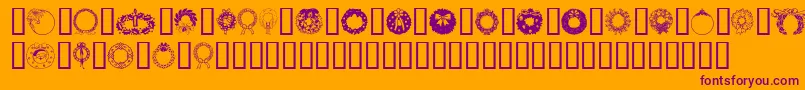 Christmaswreath2 Font – Purple Fonts on Orange Background