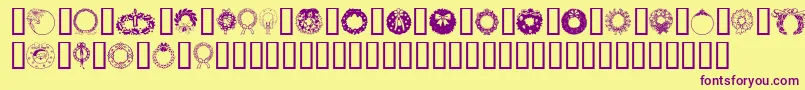 Fonte Christmaswreath2 – fontes roxas em um fundo amarelo
