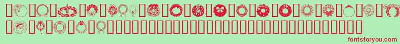 Czcionka Christmaswreath2 – czerwone czcionki na zielonym tle