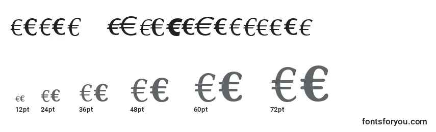 Размеры шрифта LinotypeEurofontRToS