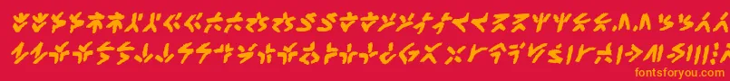 XenotribalbbBld-Schriftart – Orangefarbene Schriften auf rotem Hintergrund
