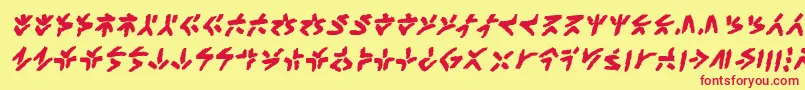 フォントXenotribalbbBld – 赤い文字の黄色い背景