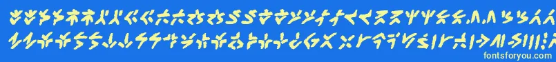 XenotribalbbBld-Schriftart – Gelbe Schriften auf blauem Hintergrund