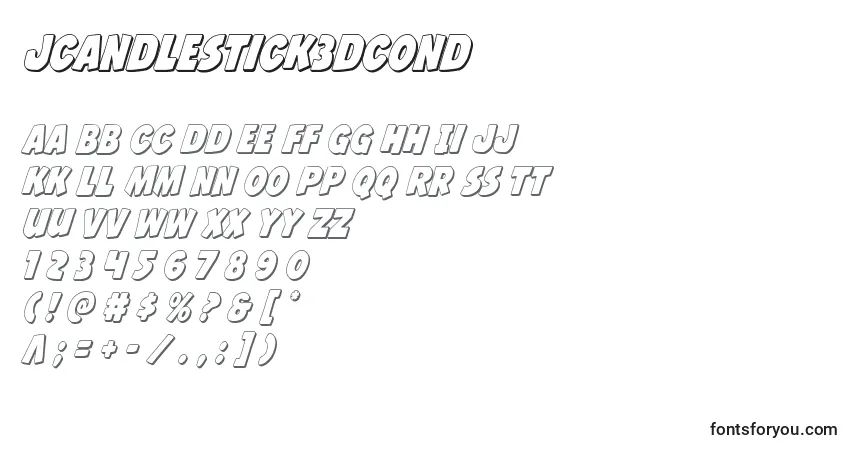 Шрифт Jcandlestick3Dcond – алфавит, цифры, специальные символы