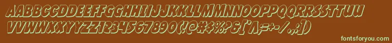 フォントJcandlestick3Dcond – 緑色の文字が茶色の背景にあります。