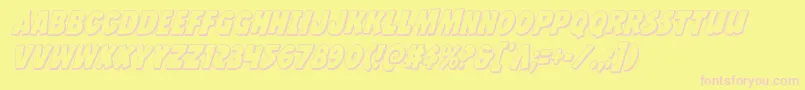フォントJcandlestick3Dcond – ピンクのフォント、黄色の背景