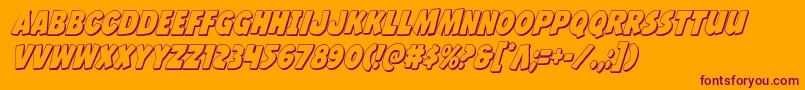 Jcandlestick3Dcond-Schriftart – Violette Schriften auf orangefarbenem Hintergrund