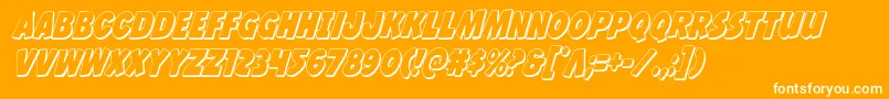 Jcandlestick3Dcond-Schriftart – Weiße Schriften auf orangefarbenem Hintergrund