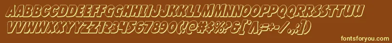 Jcandlestick3Dcond-fontti – keltaiset fontit ruskealla taustalla