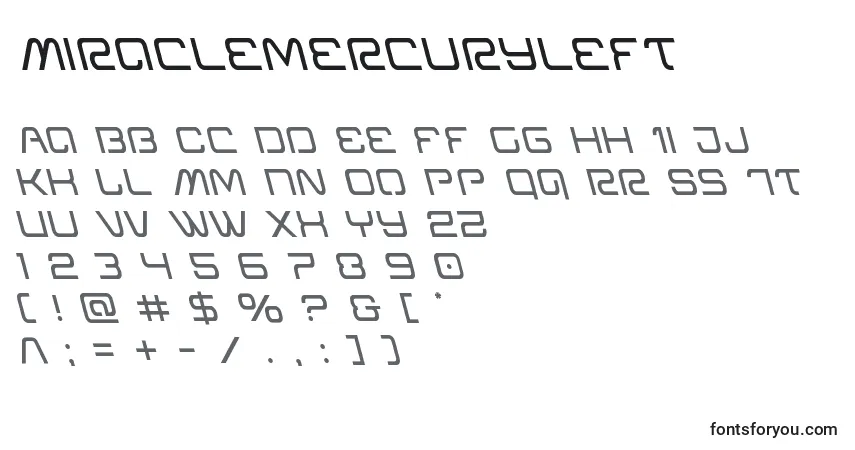 A fonte Miraclemercuryleft – alfabeto, números, caracteres especiais