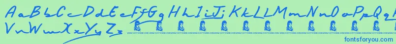 フォントHappyBirthday – 青い文字は緑の背景です。