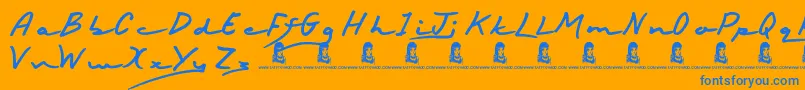 HappyBirthday Font – Blue Fonts on Orange Background