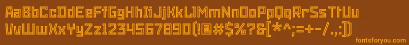 SnowstormInline-Schriftart – Orangefarbene Schriften auf braunem Hintergrund