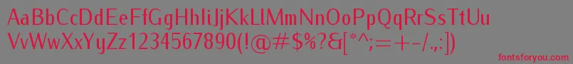 IwonacondRegular-Schriftart – Rote Schriften auf grauem Hintergrund