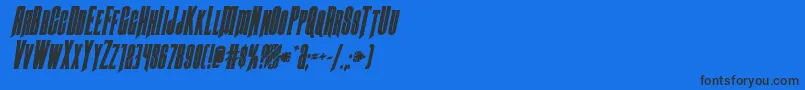Шрифт Butchsundanceboldital – чёрные шрифты на синем фоне