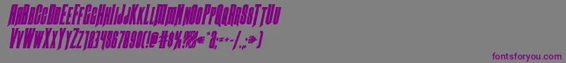 フォントButchsundanceboldital – 紫色のフォント、灰色の背景