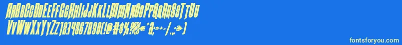 Butchsundanceboldital Font – Yellow Fonts on Blue Background