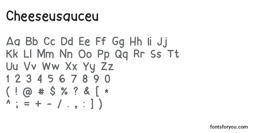 Czcionka Cheeseusauceu – alfabet, cyfry, specjalne znaki