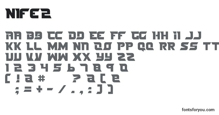 A fonte Nife2 – alfabeto, números, caracteres especiais