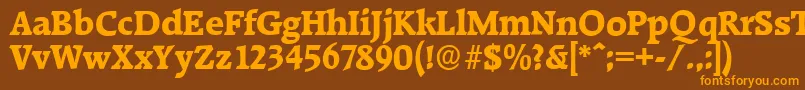 RaleighserialXboldRegular-Schriftart – Orangefarbene Schriften auf braunem Hintergrund