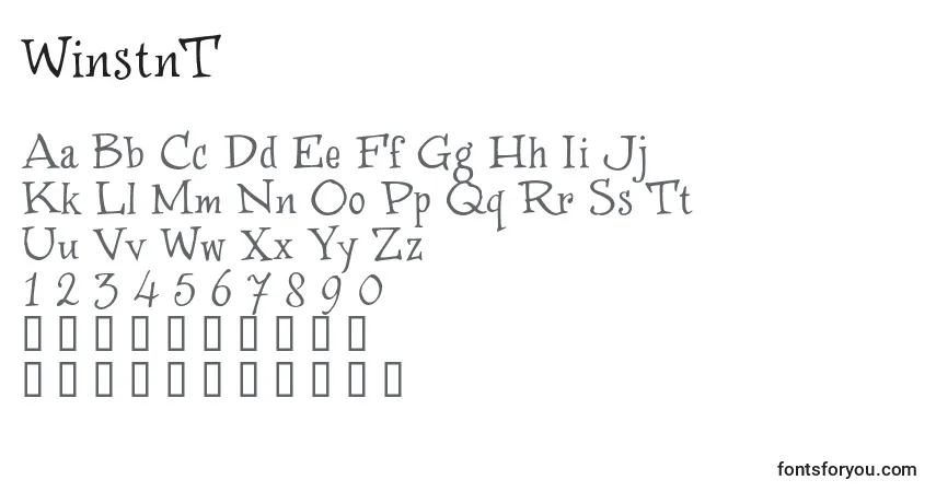 Czcionka WinstnT – alfabet, cyfry, specjalne znaki