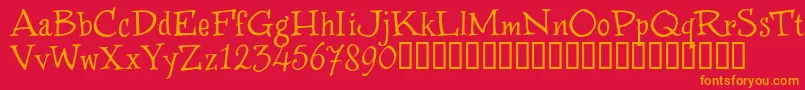 フォントWinstnT – 赤い背景にオレンジの文字